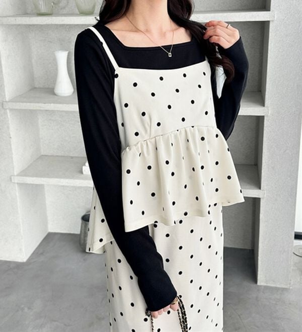 GeeRA（ジーラ）の「楽ちん！ペプラムキャミワンピース（カットソーワンピース）」｜詳細画像