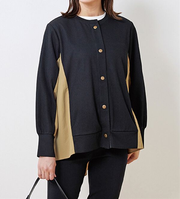 BELLUNA（ベルーナ）の「【Ｌａｇｒｉｌｕａ】異素材切替バックフレアー配色カーディガン（その他カーディガン）」｜詳細画像