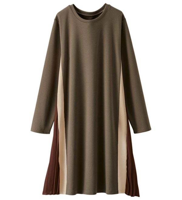 BELLUNA（ベルーナ）の「サイドプリーツ配色切替ワンピース（チュニックワンピース）」｜詳細画像