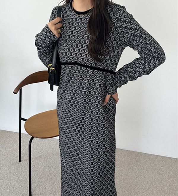 GeeRA（ジーラ）の「フラワージャカードパイピングワンピース（その他ワンピース）」｜詳細画像