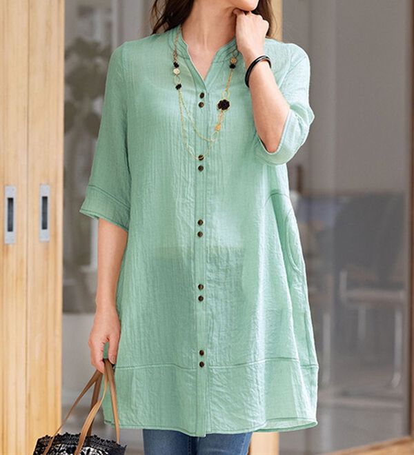 ルフラン（ルフラン）の「シャンブレー生地ロングブラウス（ブラウス）」｜詳細画像