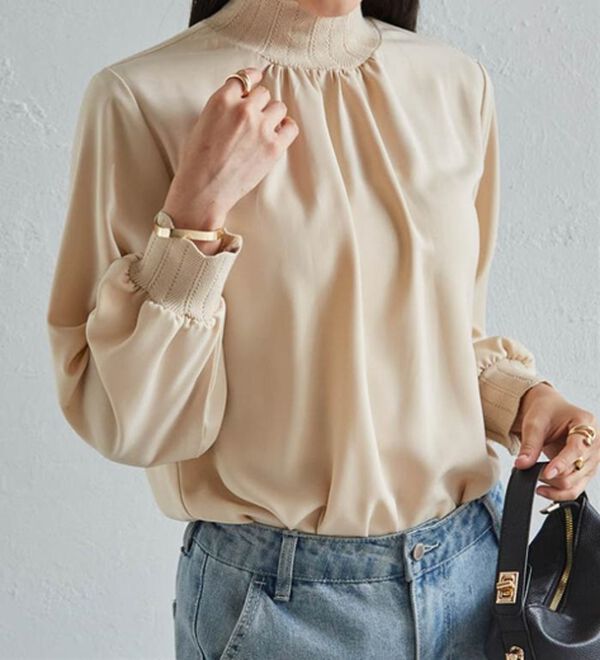 RANAN（ラナン）の「スカラップリブニット使いブラウス（ブラウス）」｜詳細画像