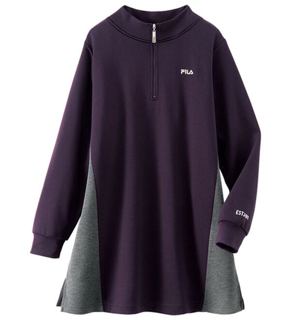 BELLUNA（ベルーナ）の「＜ＦＩＬＡ＞とろみ素材配色切替ハーフジップ使いチュニック（チュニック）」｜詳細画像