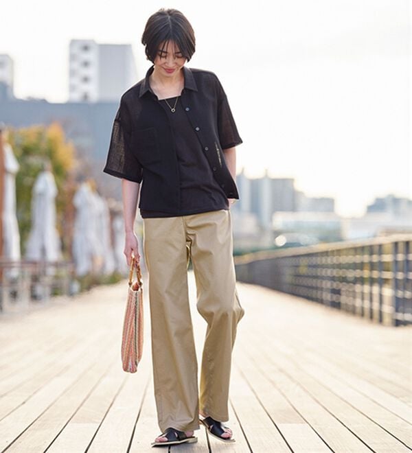 BELLUNA（ベルーナ）の「新感覚！メッシュデニムワイドパンツ（フルレングスパンツ）」｜詳細画像