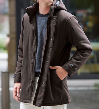 「＜コムルヴァン・オム＞ウール調ハーフコート（メンズコート）」