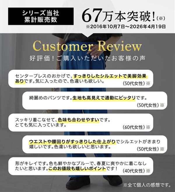 RANAN（ラナン）の「【選べる２丈】機能付！美脚シルエットセンタープレスワイドパンツ（フルレングスパンツ）」｜詳細画像