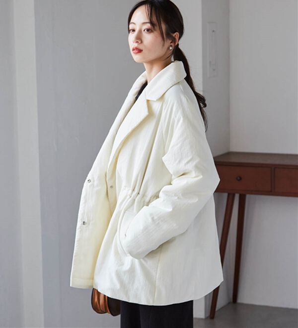 RANAN（ラナン）の「テーラードカラー中わたジャケット（ハーフコート）」｜詳細画像