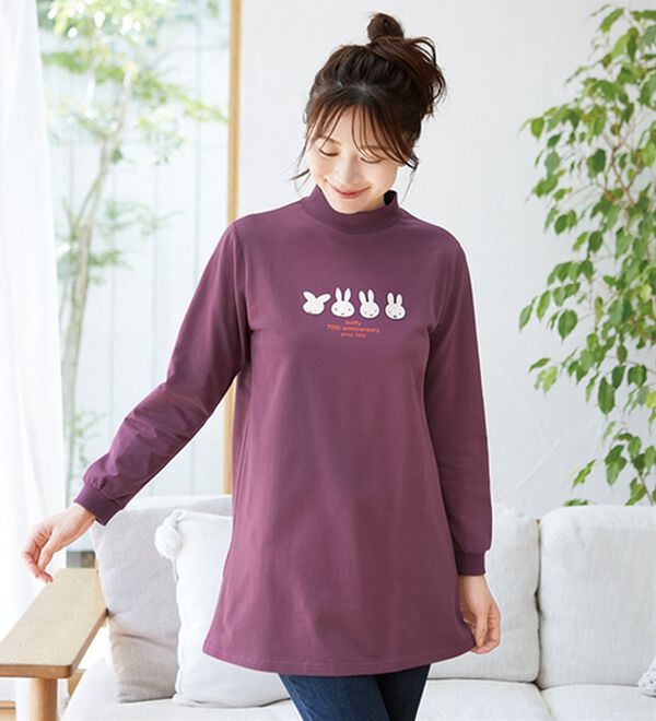 「ミッフィーの綿１００％ゆったりチュニック（チュニック）」｜ワイン