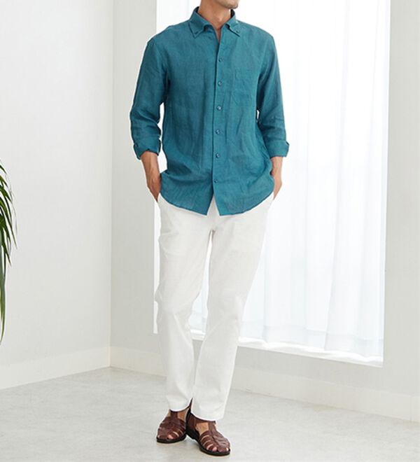 「＜コムルヴァン・オム＞大人のフレンチリネン１００％シャツ（メンズシャツ）」｜詳細画像