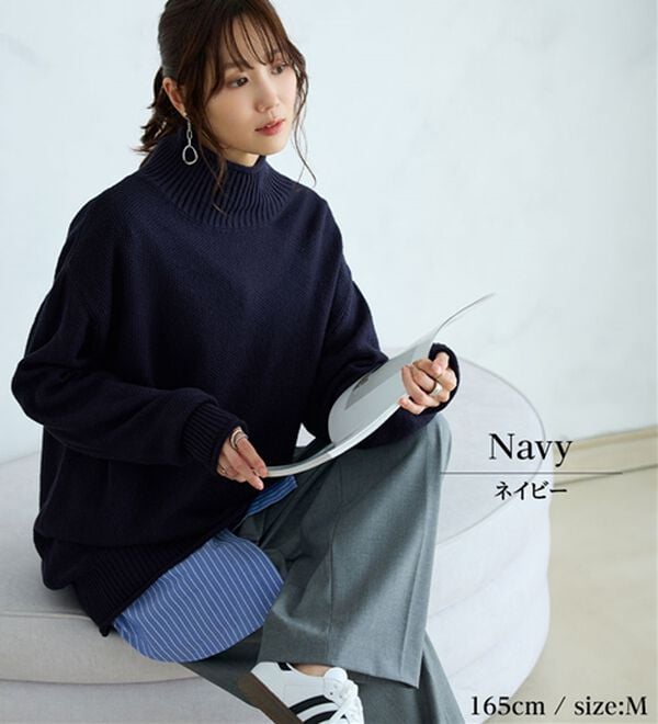 BELLUNA（ベルーナ）の「肌と仲良くなれる鹿のこ編ウォッシャブルニット（ニット・セーター）」｜詳細画像