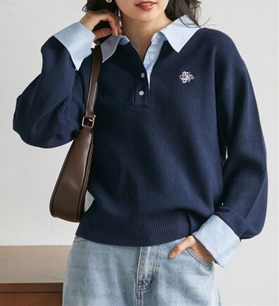 RANAN（ラナン）の「シャツカラードッキングニット（ニット・セーター）」