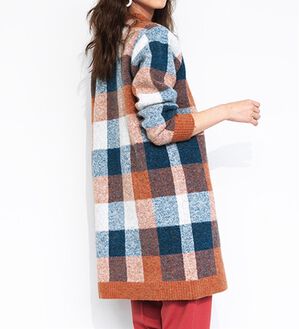 RANAN（ラナン）の「チェック柄ロング丈ニット（チュニック）」｜詳細画像