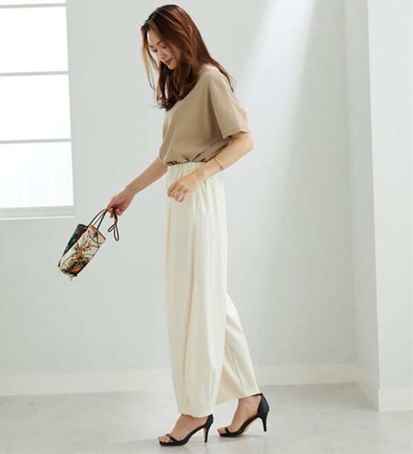 BELLUNA（ベルーナ）の「サラリ快適！ビンテージ調カーブパンツ（ワイドパンツ・ガウチョ）」｜詳細画像