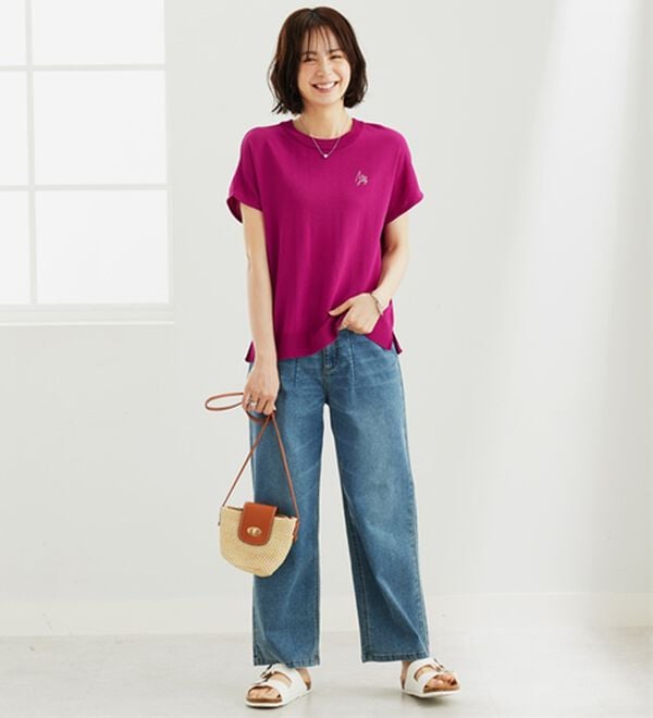 BELLUNA（ベルーナ）の「【快適Ｌａｂ．】Tシャツより上品！ひんやり洗えるニットＴ（ニット・セーター）」｜詳細画像