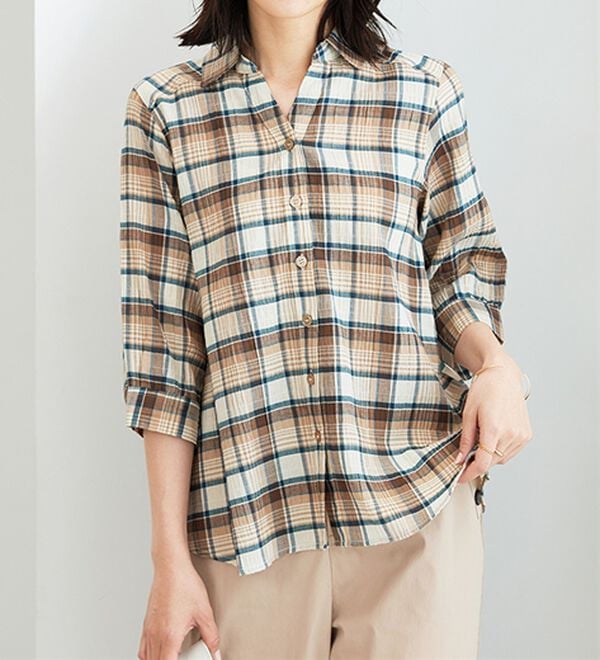 BELLUNA（ベルーナ）の「スキッパー衿ぽこぽこ素材ブラウス（ブラウス）」｜詳細画像