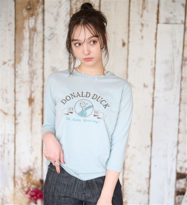 BELLUNA（ベルーナ）の「＜Ｄｉｓｎｅｙ＞【ドナルド】プリント7分袖Tシャツ（Tシャツ）」｜詳細画像