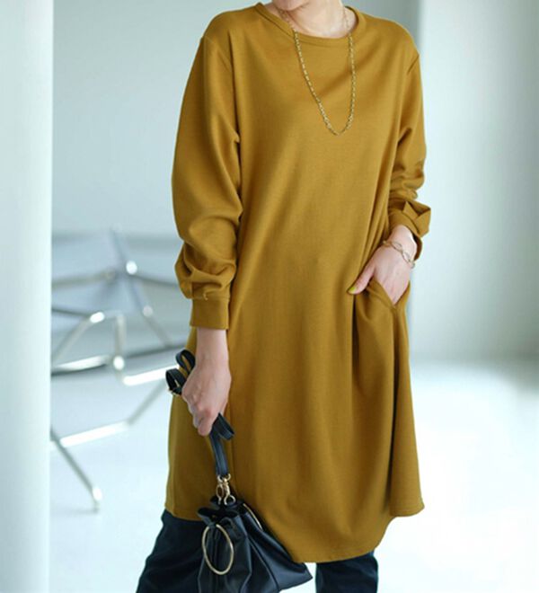 BELLUNA（ベルーナ）の「【吸湿発熱】ポンチ素材チュニックワンピース（チュニックワンピース）」｜詳細画像