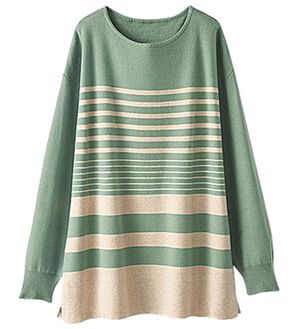 BELLUNA（ベルーナ）の「ランダムボーダー柄ニットプルオーバー（ニット・セーター）」｜ミント系