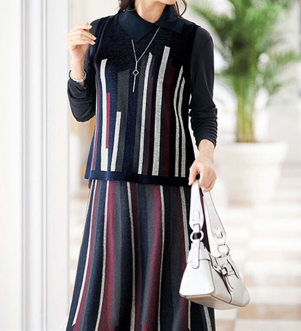 BELLUNA（ベルーナ）の「ジャカード素材ニットセットアップ（セットアップ）」｜詳細画像