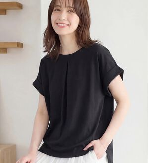 Viola e Viola（ヴィオラ エ ヴィオラ）の「【接触冷感】綿１００％前後２ＷＡＹタックトップス　さらひやりコットン（カットソー）」｜ブラック