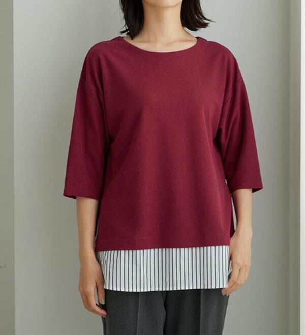 BELLUNA（ベルーナ）の「ラメストライプシャツフェイクチュニック（チュニック）」｜詳細画像