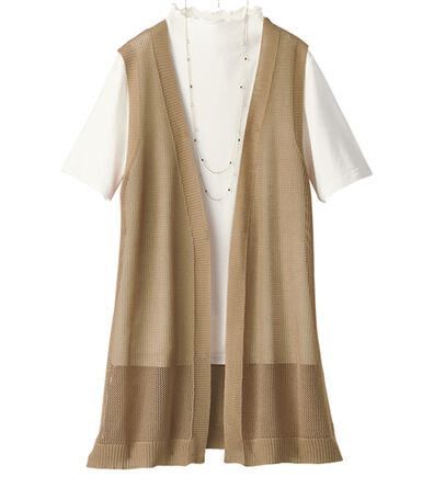 BELLUNA（ベルーナ）の「メッシュ編涼やかジレアンサンブル（ジレ）」