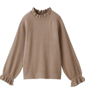 alotta（アロッタ）の「フリル衿パフ袖ニット（ニット・セーター）」｜モカ