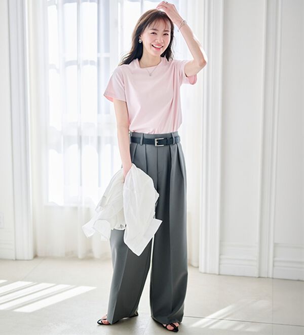 RANAN（ラナン）の「【5つの機能付】ひんやり着回し抜群ベーシックＴシャツ＜選べる着丈＞（Tシャツ）」｜詳細画像