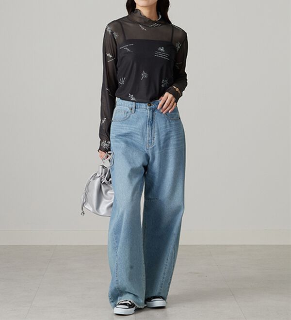 BELLUNA（ベルーナ）の「シアー素材ハイネックインナープルオーバー（カットソー）」｜詳細画像