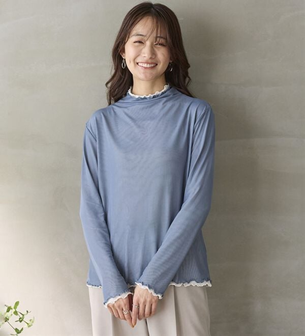 BELLUNA（ベルーナ）の「《重ねて楽しむ！》シアー素材ボトルネックプルオーバー（カットソー）」｜詳細画像