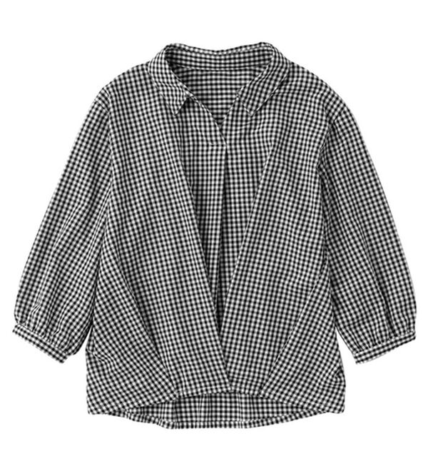 Viola e Viola（ヴィオラ エ ヴィオラ）の「衿付き裾タックスキッパーブラウス（ブラウス）」｜ギンガムチェック