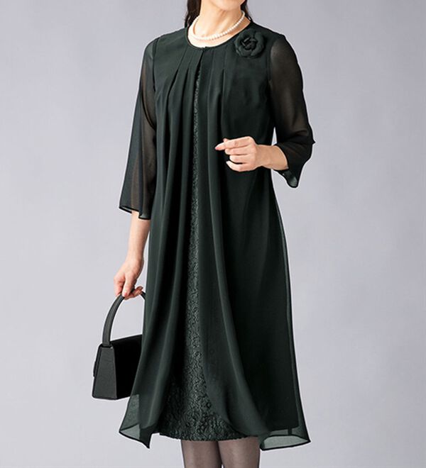 ルフラン（ルフラン）の「重ね着風レース使いワンピース（ブラックフォーマル（喪服・礼服））」｜詳細画像