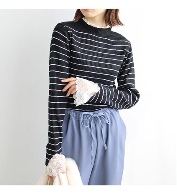 GeeRA（ジーラ）の「大人可愛い！レースが上品なハイネックニット（ニット・セーター）」｜詳細画像