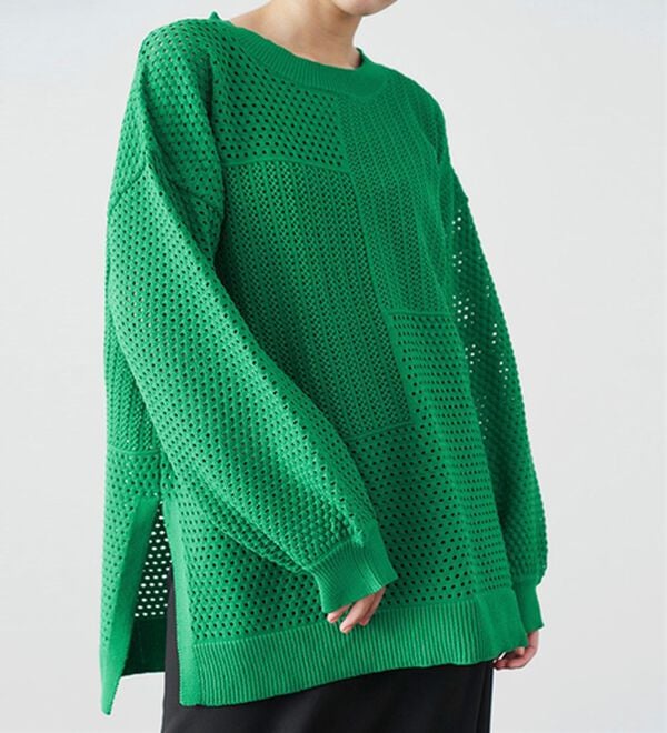 RANAN（ラナン）の「メッシュ素材透かし編みニット（ニット・セーター）」｜詳細画像