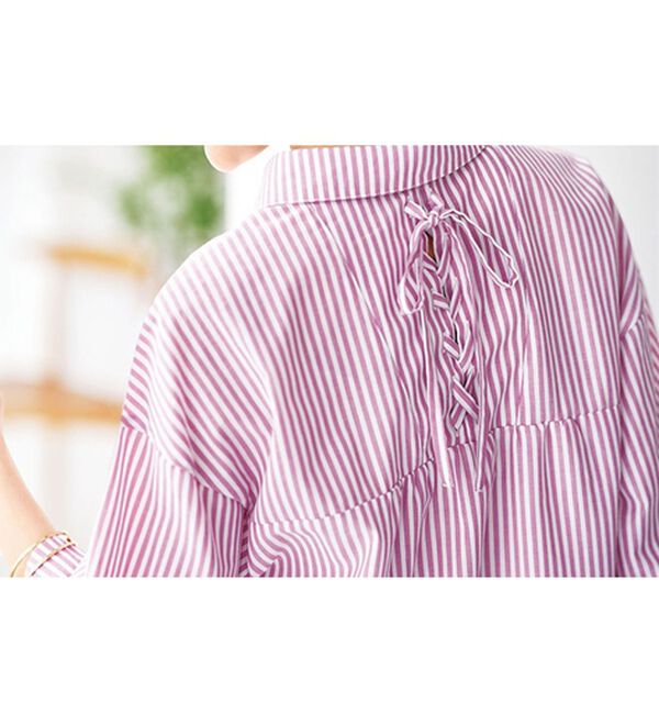 BELLUNA（ベルーナ）の「編み上げリボンデザインシャツチュニック（チュニック）」｜詳細画像