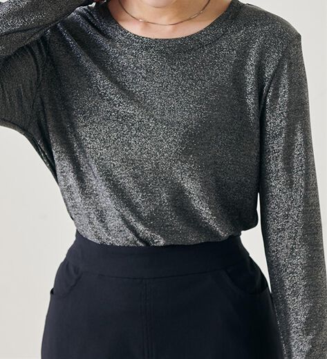 新品 黒 ラメ入 9号 インナー 袖無 ブラウス ドルチェ 百貨店品