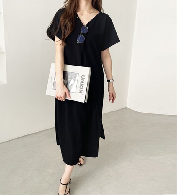 GeeRA（ジーラ）の「ひんやり快適！ジャカードスキッパーワンピ（カットソーワンピース）」｜詳細画像