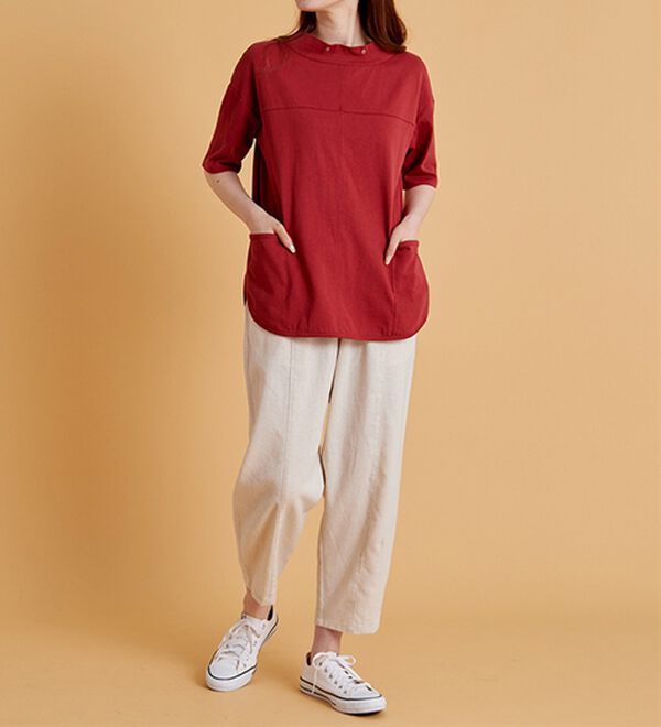 BELLUNA（ベルーナ）の「抗菌防臭綿１００％切替デザインプルオーバー（カットソー）」｜詳細画像