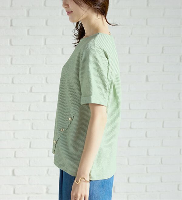 BELLUNA（ベルーナ）の「サッカー素材裾ボタンプルオーバー（カットソー）」｜詳細画像