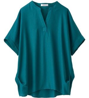 BELLUNA（ベルーナ）の「機能付リネン混スキッパーデザインシャツ（シャツ）」｜グリーン