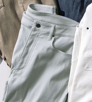 「＜コムルヴァン・オム＞ドビー織りストレッチパンツ（メンズフルレングスパンツ）」｜ライトグレー