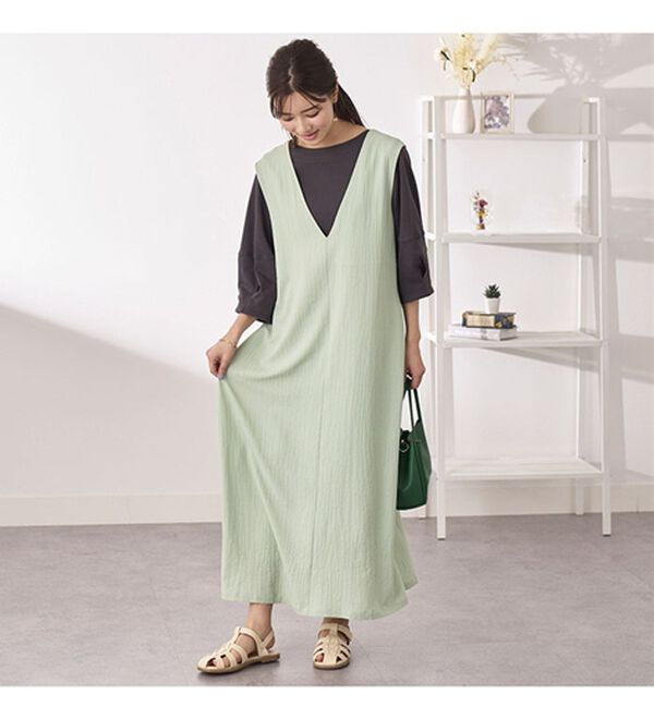 BELLUNA（ベルーナ）の「サラっと素材バックリボンワンピース（その他ワンピース）」｜詳細画像