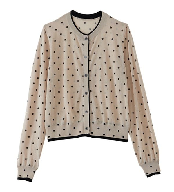 RANAN（ラナン）の「レイヤード風バイカラーシアーカーデ（ニットカーディガン）」｜詳細画像