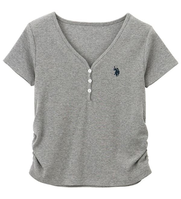 GeeRA（ジーラ）の「【ＵＳ．ＰＯＬＯ．ＡＳＳＮ】接触冷感Vネックヘンリーリブカットソー（カットソー）」｜詳細画像