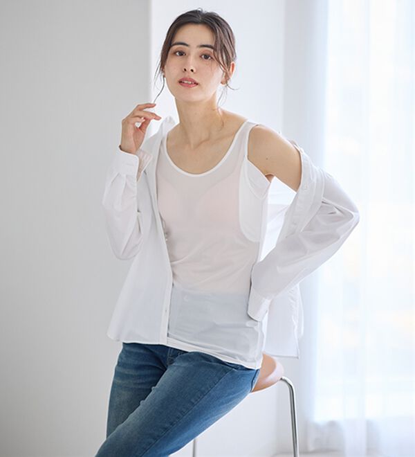 LAVIENNE（ラヴィエンヌ）の「【暑がりさん必見！】瞬間ひんやり冷感！タンクトップインナー＜さらりラボ＞（肌着・インナーウェア）」｜詳細画像