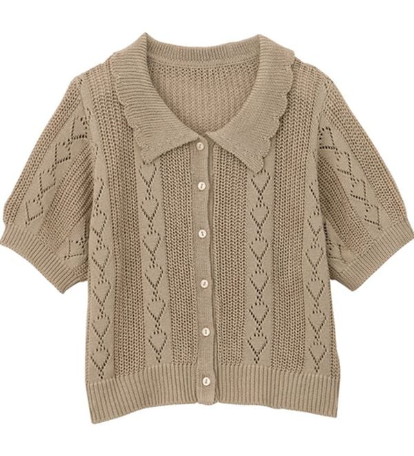 GeeRA（ジーラ）の「透かし編みポロ衿ニット（ニット・セーター）」｜詳細画像