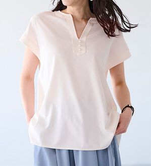 RANAN（ラナン）の「ひんやり！スキッパーブラウス（ブラウス）」｜オフホワイト