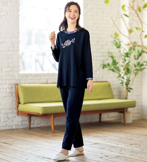 ルフラン（ルフラン）の「【２着組】綿１００％華やぎトラベルパジャマ（パジャマ・ルームウェア）」｜詳細画像