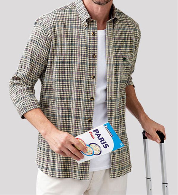 「【２色組】＜キンロック＞サッカー素材の軽快旅シャツ（メンズシャツ）」｜詳細画像