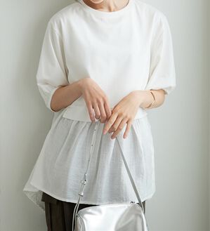 BELLUNA（ベルーナ）の「ギャザー使い異素材切替ふんわりチュニック（チュニック）」｜オフ白